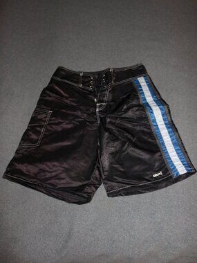 UZZI Board Shorts Boys 26 Black Amphibious Gear Surf Swim Trunks